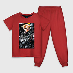 Пижама хлопковая детская Cyber Trump - ai art fantasy, цвет: красный
