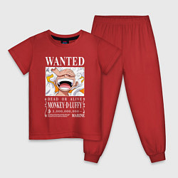 Пижама хлопковая детская Monkey D Luffy - wanted, цвет: красный