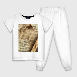 Детская пижама Листы с нотами