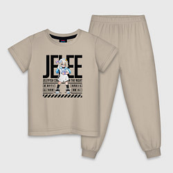 Пижама хлопковая детская Jelee-chan медуза не умеет плавать в ночи, цвет: миндальный