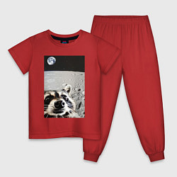 Детская пижама Енот на луне делает селфи