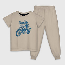 Детская пижама Высокогорная корова байкер на мотоцикле чоппере