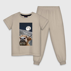 Детская пижама Корова делает селфи на луне