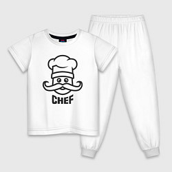 Пижама хлопковая детская Chef, цвет: белый