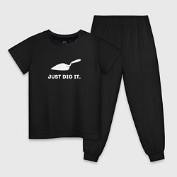 Пижама хлопковая детская Just dig it, цвет: черный