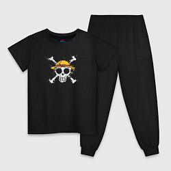 Пижама хлопковая детская One piece ванпис, цвет: черный