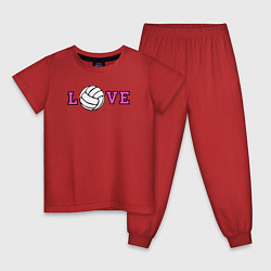 Пижама хлопковая детская Love volley, цвет: красный