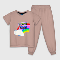 Пижама хлопковая детская Rainbow Vibes, цвет: пыльно-розовый