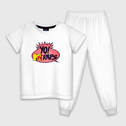 Пижама хлопковая детская Yo raps, цвет: белый