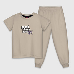 Пижама хлопковая детская Grand Theft Auto 6 vice city logo, цвет: миндальный