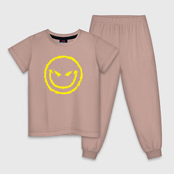 Пижама хлопковая детская Evil smile, цвет: пыльно-розовый