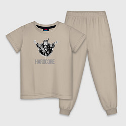 Пижама хлопковая детская Hardcore will never die, цвет: миндальный