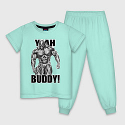 Пижама хлопковая детская Ronnie Coleman- yeah buddy, цвет: мятный