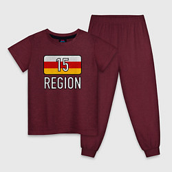 Пижама хлопковая детская Region 15, цвет: меланж-бордовый