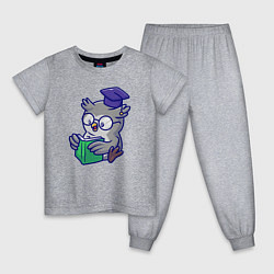 Пижама хлопковая детская Читающая сова, цвет: меланж