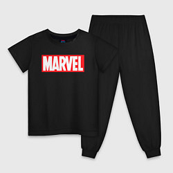 Пижама хлопковая детская Marvel logo, цвет: черный