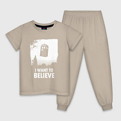 Пижама хлопковая детская Tardis believe, цвет: миндальный