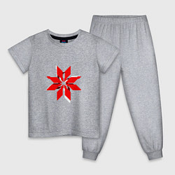 Пижама хлопковая детская Красно-белая киберпанк звезда, цвет: меланж
