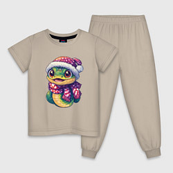 Детская пижама Зеленая милая добрая змейка