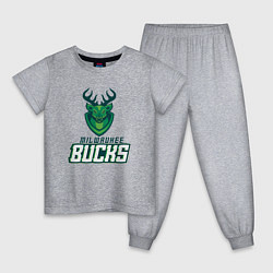 Пижама хлопковая детская Milwaukee Bucks NBA, цвет: меланж