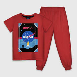 Пижама хлопковая детская NASA плакат, цвет: красный