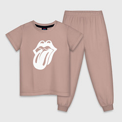 Пижама хлопковая детская Rolling Stones - white logo, цвет: пыльно-розовый