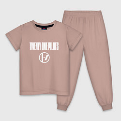 Пижама хлопковая детская Twenty one pilots - logo, цвет: пыльно-розовый