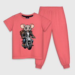 Пижама хлопковая детская Biker mice, цвет: коралловый