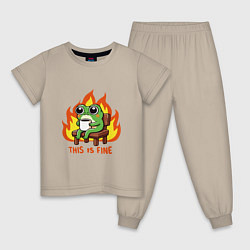 Пижама хлопковая детская Frog - this is fine, цвет: миндальный