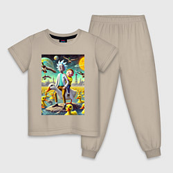 Детская пижама Рик и Морти сидят на утке на одноимённой планете