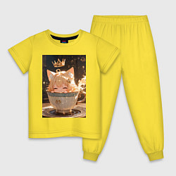 Детская пижама Кошечка с короной в чашке