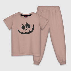 Пижама хлопковая детская Halloween smile, цвет: пыльно-розовый