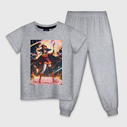 Пижама хлопковая детская Мегумин колдует взрывную магию, цвет: меланж