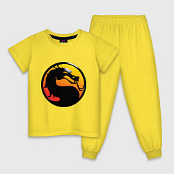 Пижама хлопковая детская Mortal kombat logo, цвет: желтый