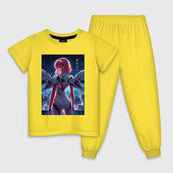 Пижама хлопковая детская Zero two - Darling in the Franxx - cyberpunk, цвет: желтый