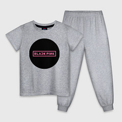 Пижама хлопковая детская Blackpink logotype - group of South Korea, цвет: меланж