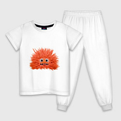 Пижама хлопковая детская Fluffy monster orange, цвет: белый