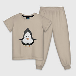 Пижама хлопковая детская Cartoon penguin character, цвет: миндальный