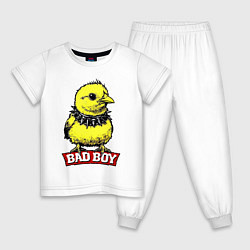Пижама хлопковая детская Bad boy chicken, цвет: белый