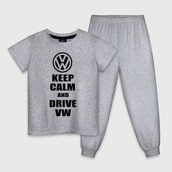 Пижама хлопковая детская Keep Calm & Drive VW, цвет: меланж
