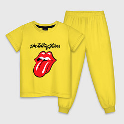 Пижама хлопковая детская Rolling Stones - logo, цвет: желтый