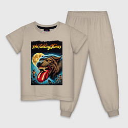 Пижама хлопковая детская The Rolling Stones - the beginning, цвет: миндальный