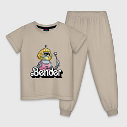 Пижама хлопковая детская Gender Bender, цвет: миндальный