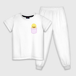 Пижама хлопковая детская BbokAri in pocket, цвет: белый