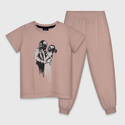 Пижама хлопковая детская Подводная любовь, цвет: пыльно-розовый