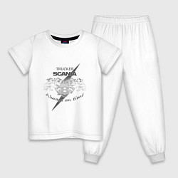 Пижама хлопковая детская Scania always on time, цвет: белый