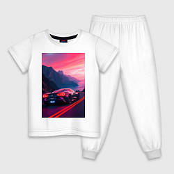 Детская пижама Суперкар едет около океана