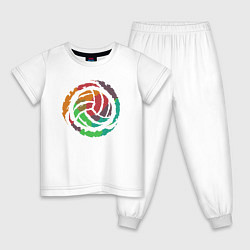 Пижама хлопковая детская Color volleyball, цвет: белый