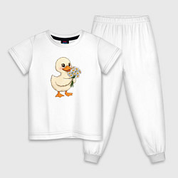 Детская пижама Милая уточка с букетом ромашек