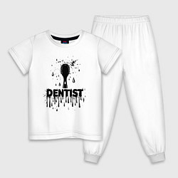Пижама хлопковая детская Стоматолог зубная щетка, цвет: белый